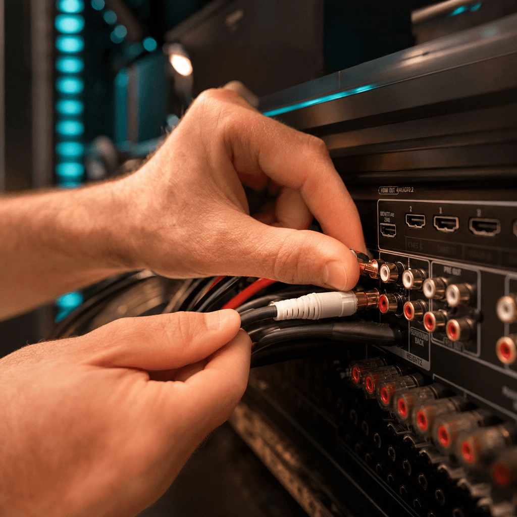 Connecting cables to a home theater receiver